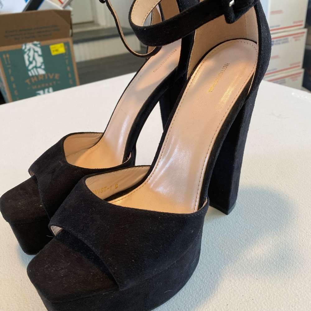 PrettyLittleThing Black Platform Heels with Ankle Strap
